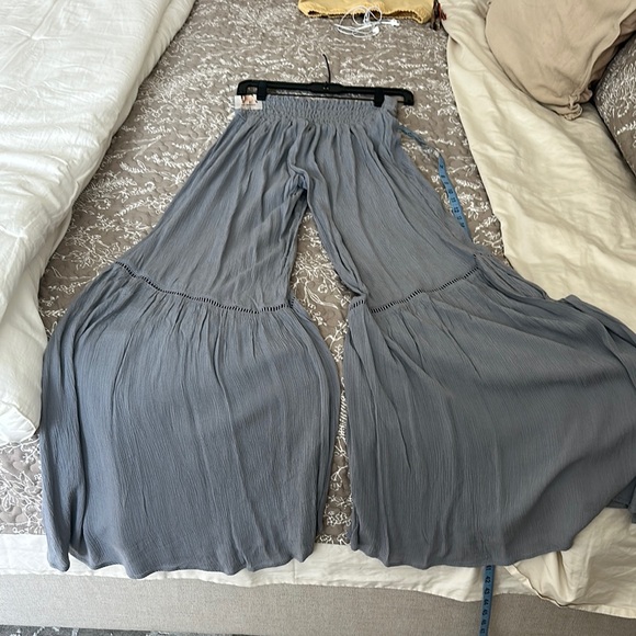 Rewash Blue Ruffle Bell Wide Leg Pants - Picture 3 of 9